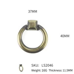 Tirador de anillo antiguo de aleación de zinc bronce para puertas de armario y cajón