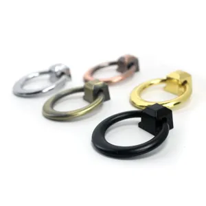 Tiradores de anillo de aleación de zinc en varios acabados metálicos para muebles