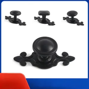 Vintage Zinc Alloy Cabinet Handles European Single Hole Drawer Knobs Matte Black Retro Dresser Cupboard Pulls Hardware With Base