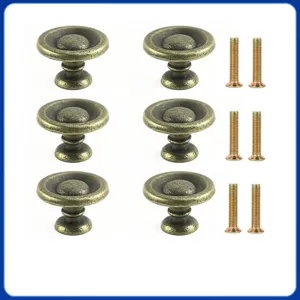 Vintage Zinc Alloy Cabinet Knobs Antique Bronze Single Hole Furniture Pull Handle Ball Shaped Hardware For Drawer Wardrobe Door Cupboard
