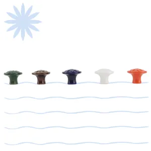 Colorful ceramic cabinet knobs with woven texture, retro round drawer pulls for furniture.