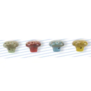Colorful ceramic cabinet knobs mushroom shape drawer pulls hardware for furniture wardrobe