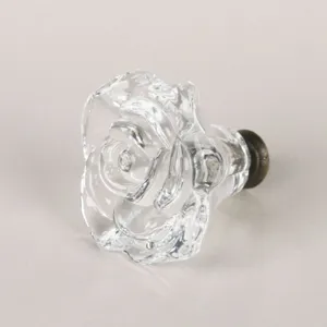 Elegant transparent rose-shaped acrylic furniture knob for cabinet doors and drawers