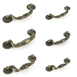 Vintage antique bronze cabinet handle furniture pull decorative drawer pull hardware details
