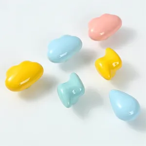 Colorful ceramic cloud and lightning handles for children's cabinet and dresser drawers