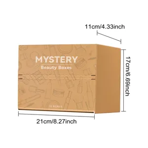 Afmetingen van de mystery beauty box verpakking: 21x17x11 cm