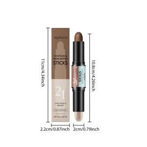 ZEPHOCO 2-in-1 dual-ended contour and highlighter stick with smooth creamy texture for makeup.