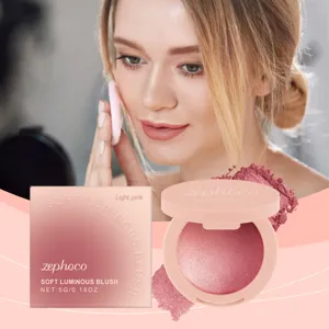 Zephoco Fard in Polvere Perla Micro Luminosa Rosa Chiaro Naturale Luminoso Morbido Seta Polvere Compatta Trucco Viso