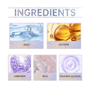 Gedetailleerde grafiek van cosmetische ingrediënten met formulecomponenten zoals water.