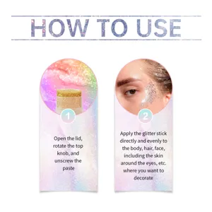 Lichaam Glitter Stick Make-up Gezicht Highlighter Glans Toepassing Gids Afbeelding Detail