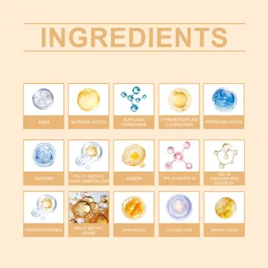 Detailed cosmetic ingredients list featuring Aqua, Glycerin, and Kaolin for natural freckle pen