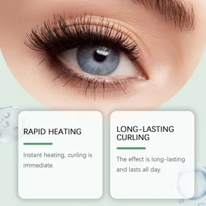Portable heated eyelash curler detail view, natural long-lasting curling for gorgeous eyes.