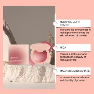 Blush luminoso morbido Zephoco in rosa chiaro, con polvere fine per un trucco radioso.