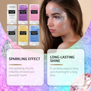 Glitterstick detail met gezicht en lichaam highlight effect in schitterende cosmetische tinten.