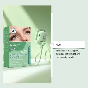 Nymixa heated eyelash curler with USB rechargeable design for natural long lasting curls.