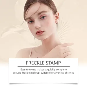Detail view showing natural looking freckle makeup effect achieved with a freckle stamp pen.