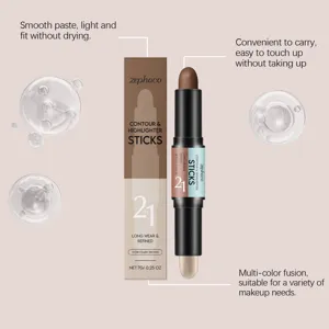 ZEPHOCO 2-in-1 dual-ended contour and highlighter stick, smooth paste for daily makeup.