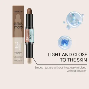 ZEPHOCO 2-in-1 contour and highlighter stick for natural makeup look, smooth and long wear.