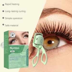 Nymixa heated eyelash curler with USB rechargeable design, natural long lasting curling effect.