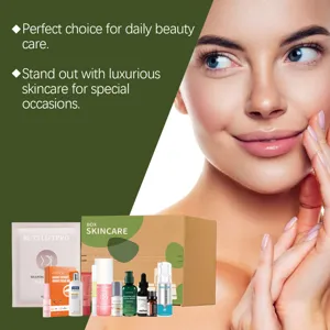 Skincare gift set with moisturizing facial serums, creams, and portable daily beauty care.