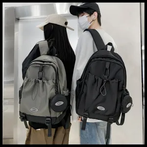 Sac à dos minimaliste polyvalent de grande capacité avec pochette assortie pour les étudiants