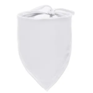 White plain pet bandana bib for dogs cats, adjustable tie closure, blank DIY fabric.
