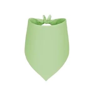 Light green pet bandana for dogs, stylish plain cloth triangle bib with top knot design.