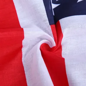Macro detail view showing the soft texture of a 100% cotton American flag bandana