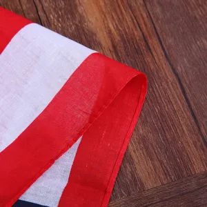 Macro view showing the fine weave and hem detail of a cotton USA flag bandana