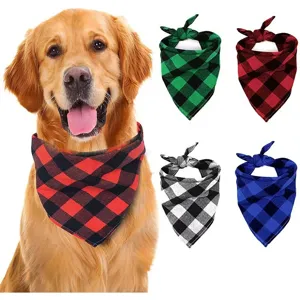 Pet Plaid Bandana Cotton Dog Triangle Scarf Classic Checkered Cat Headscarf Breathable Puppy Bibs Pet Accessories