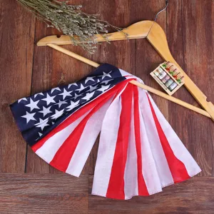 Detail view of cotton bandana featuring a classic American flag stars and stripes print