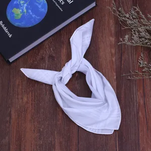 Solid white pure cotton handkerchief square cloth breathable fabric daily use tea towel piece