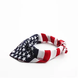 Classic American flag printed cotton bandana folded for headscarf or neckerchief use.