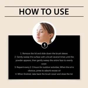 Graphique d'instructions détaillées illustrant les étapes d'application de la poudre.