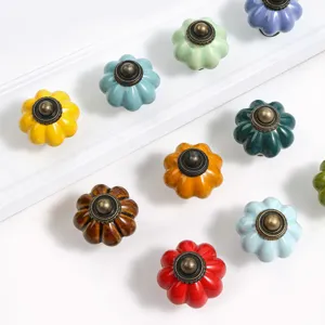 Maniglia in Ceramica a Forma di Zucca Colorata per Mobili Armadio Anta Cassetto Hardware Foro Singolo