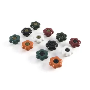 Assorted set of colorful flower-shaped ceramic drawer knobs for DIY furniture decor