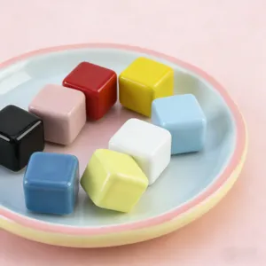 Modern Minimalist Colorful Ceramic Cube Cabinet Knob Single Hole Drawer Pull Wardrobe Kitchen Furniture Decorative Handle