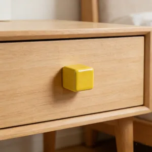 Modern minimalist yellow ceramic cube handle knob for drawers and cabinet doors