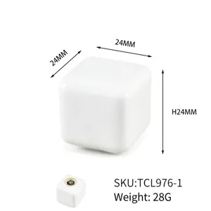 Modern minimalist white ceramic cube knob for kitchen cabinets and drawers, 24mm dimensions