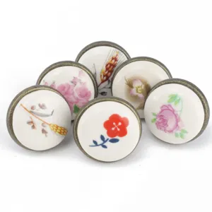 Vintage Keramik Möbelknöpfe Zinklegierung Schubladengriffe Blumen Dekor Möbelbeschläge Einzelloch Türknöpfe