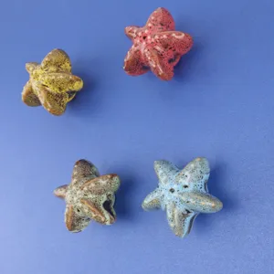 Leopard Print Starfish Ceramic Cabinet Knobs For Kids Room Chest Drawer Wardrobe Furniture Decorative Sea Star Cupboard Pulls Handle