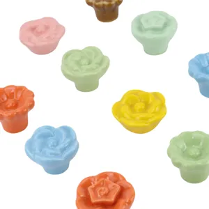 Kleurrijke Keramische Bloem Meubelgrepen Schattige Roosvormige Ladeknoppen Voor Kindermeubels Hardware