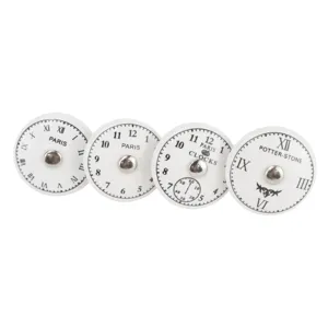 Vintage clock face ceramic furniture knobs drawer pulls single hole set of 4