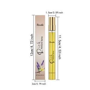 Tragbares 10-ml-Lavendel-Vanille-Parfümspray in Flasche mit Box und Maßangaben