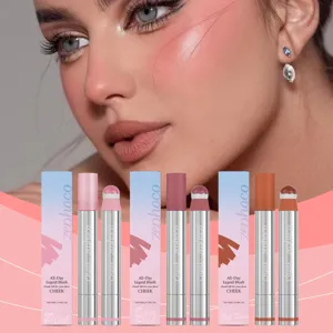 ZEPHOCO vloeibare blush en highlighter make-up voor gezicht en lippen, langdurig 4ml glans.