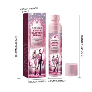 EELHOPE shiny glitter spray for hair and body with detailed dimensions and pink packaging