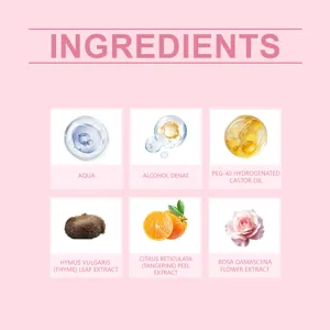 Detailed product ingredient list showcasing natural extracts and essential components.