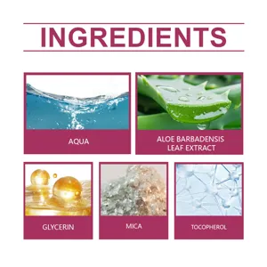 Detailed view of key ingredients including Aloe, Glycerin, and Mica for shimmer spray