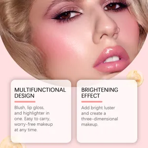 Vloeibare highlighter blush lipgloss detailweergave toont multifunctioneel make-upeffect.