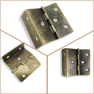 Bisagra Plegable de 90 Grados de Hierro Bronce Vintage Conector de Puerta de Armario Accesorio de Herrajes para Muebles